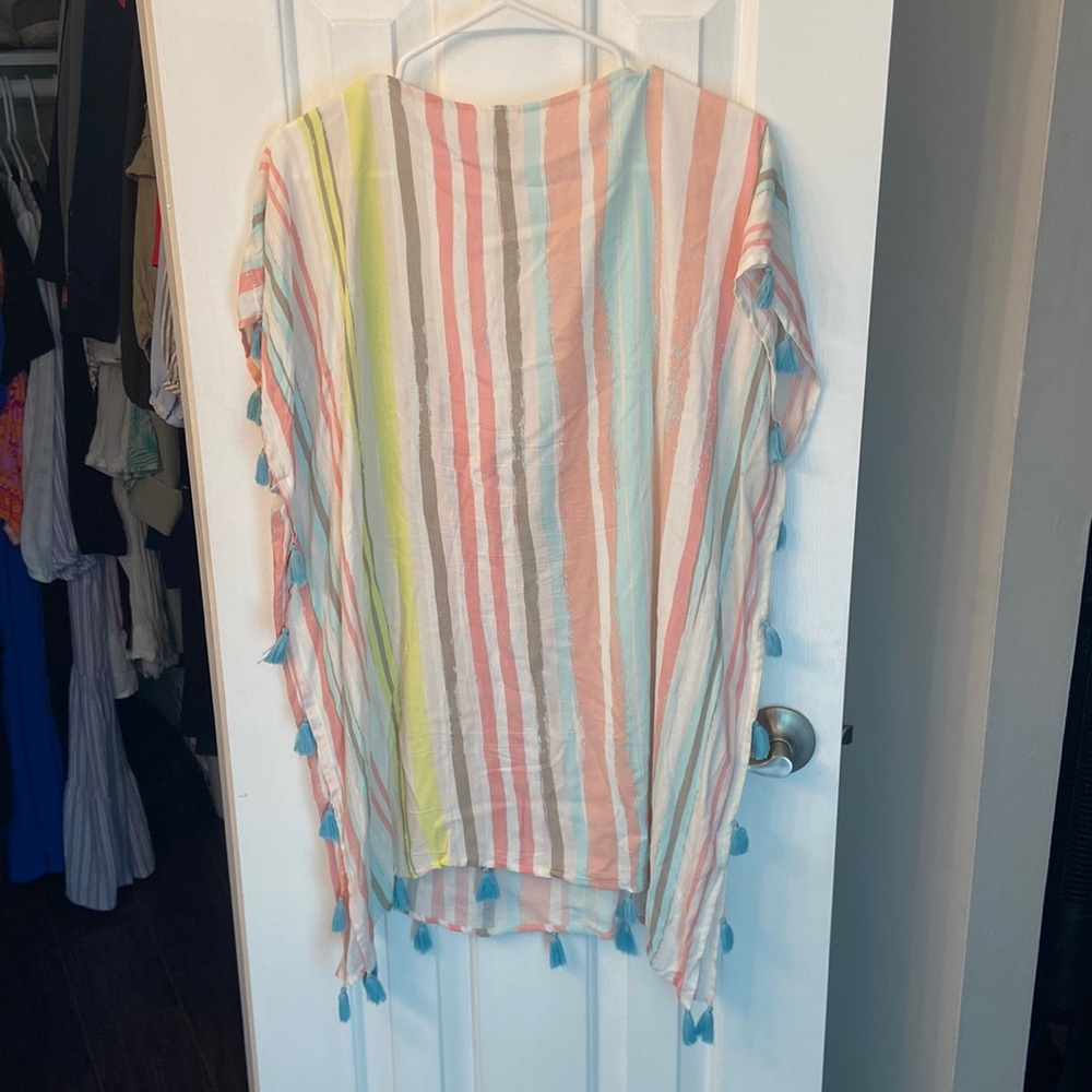 Surf Gypsy striped coverup with tassel detail